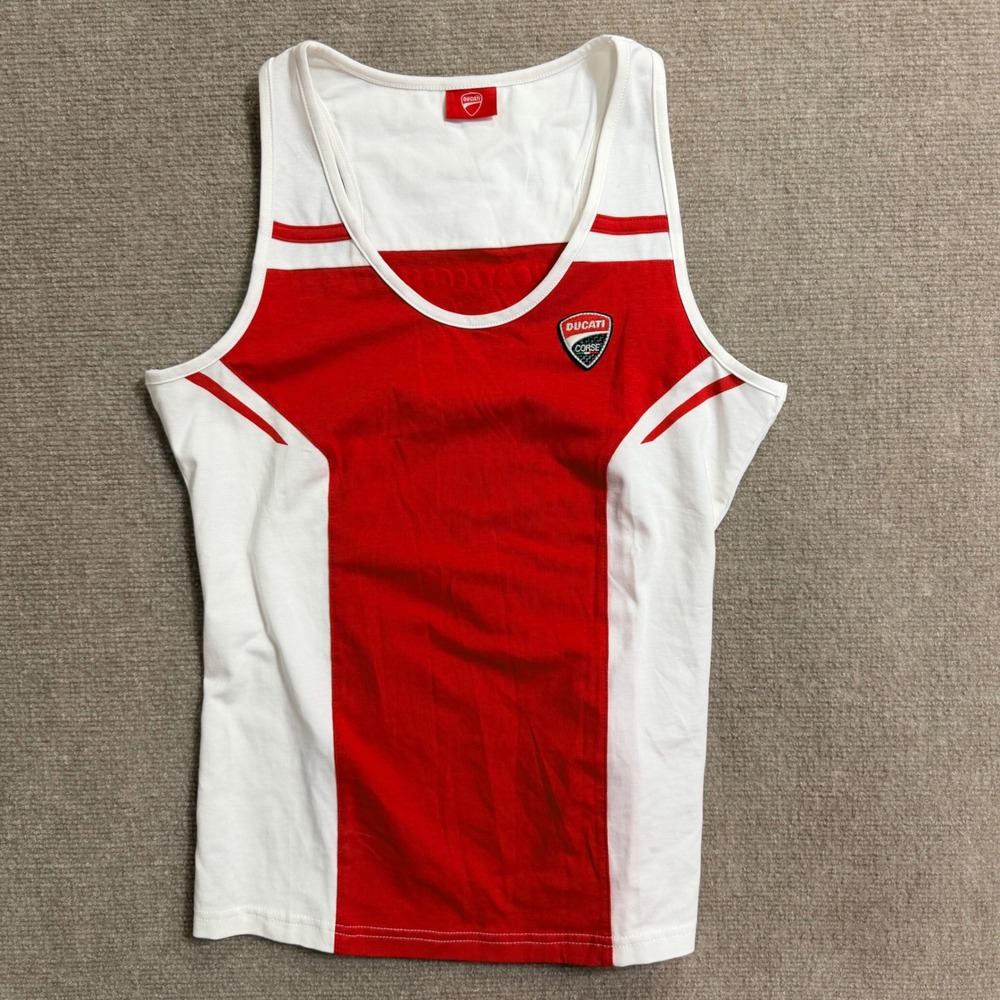 Ducati Corse Tank Top Mens Red White Racing Singlet Motorsports Logo Shirt